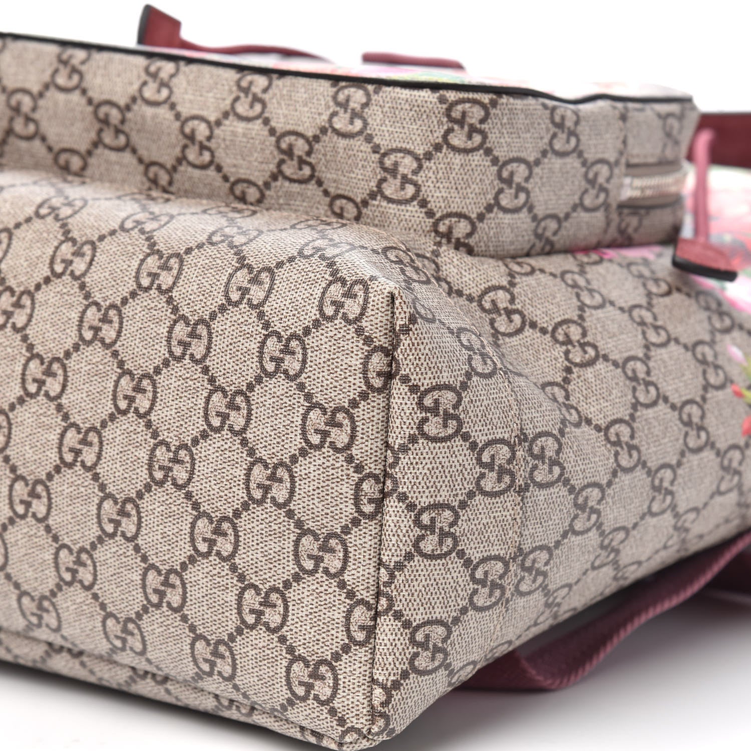 Gucci GG Supreme Monogram Blooms Medium Single Buckle Backpack Beige Multicolor Dry Rose 9 of 9