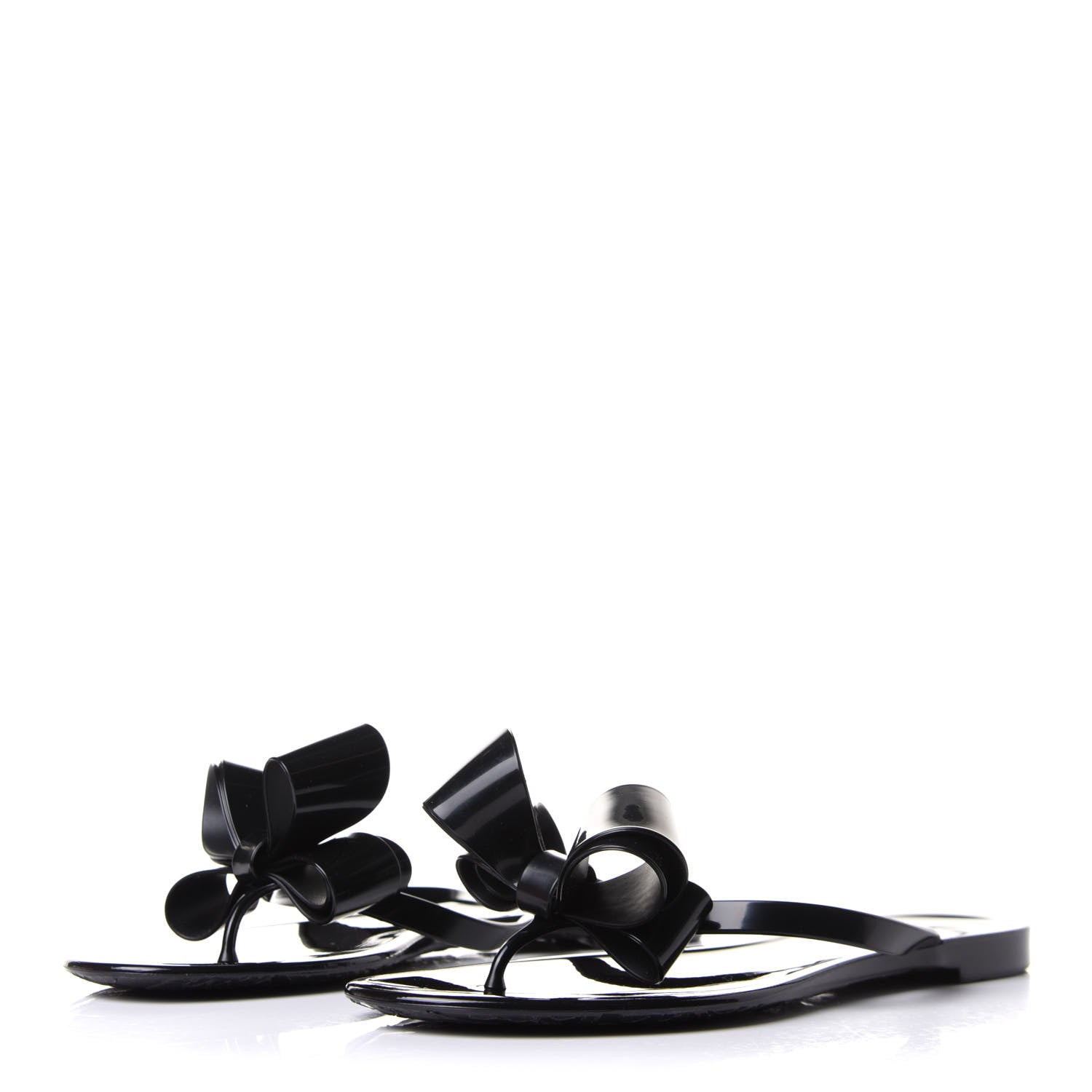 Valentino Garavani PVC Jelly Bow Thong Sandals 38 Black 3 of 9