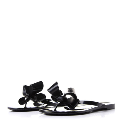 Valentino Garavani PVC Jelly Bow Thong Sandals 38 Black 3 of 9