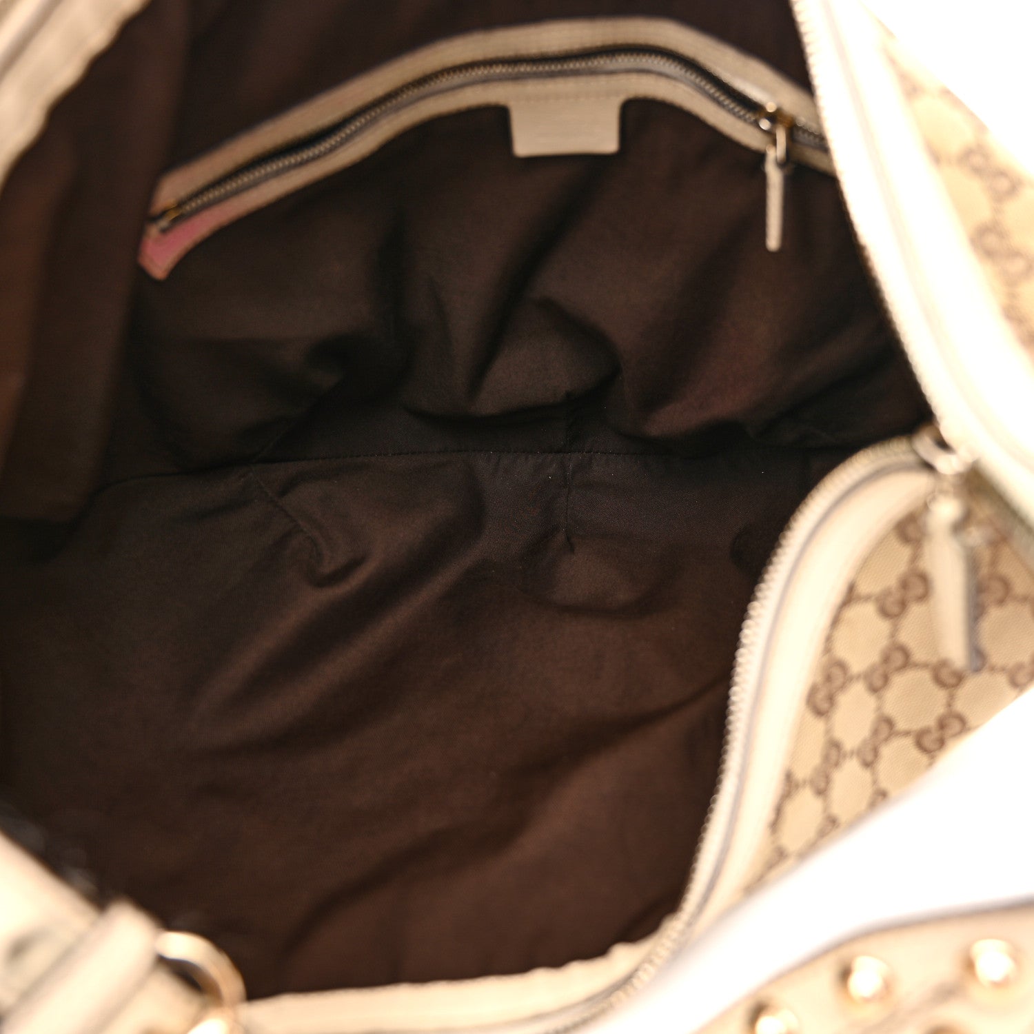 Gucci Monogram Large Biba Studded Hobo Off White 5 of 20