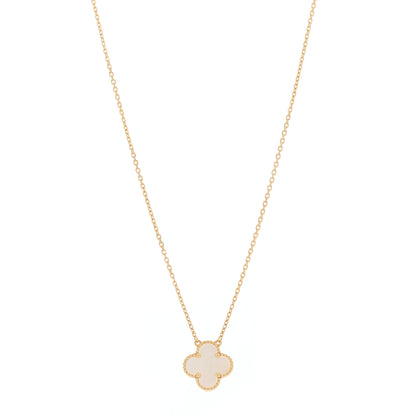 Van Cleef & Arpels 18K Yellow Gold Mother of Pearl Vintage Alhambra Pendant Necklace 1 of 6
