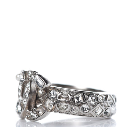Chanel Crystal CC Ring 5.25 Silver 3 of 7