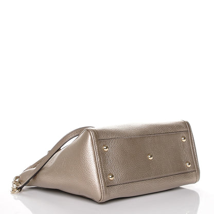 Gucci Metallic Pebbled Calfskin Small Soho Top Handle Bag Golden Beige 4 of 7