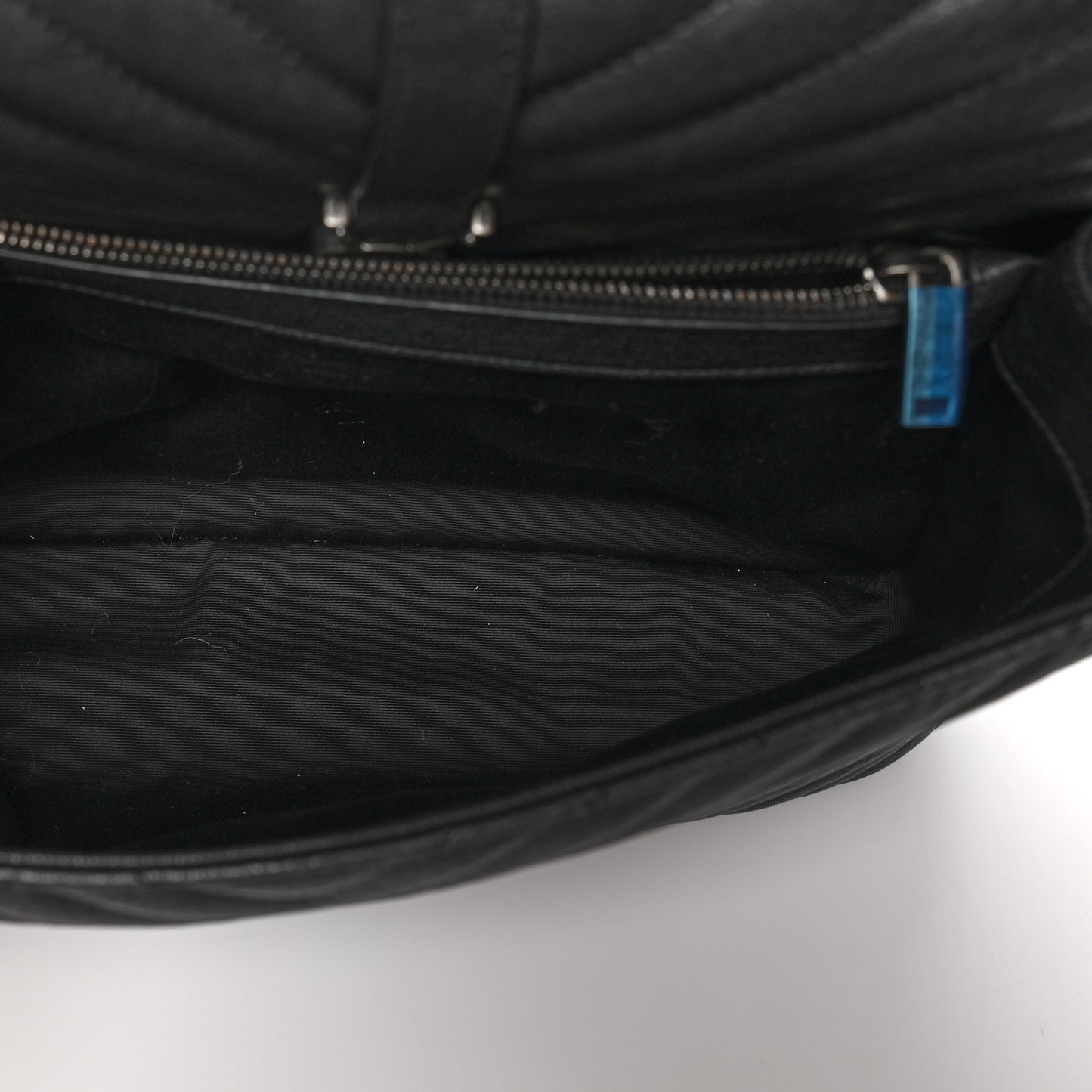 Sheepskin Matelasse Chevron Monogram Large College Satchel Black