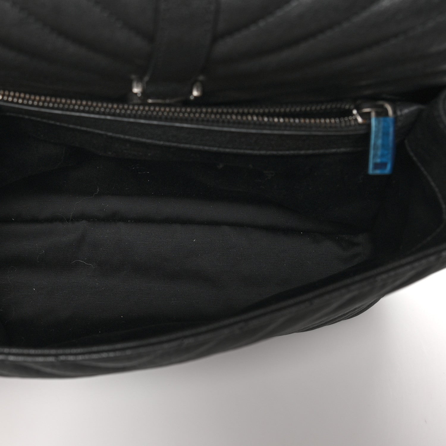 Saint Laurent Sheepskin Matelasse Chevron Monogram Large College Satchel Black 6 of 8