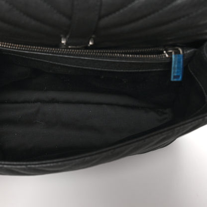 Saint Laurent Sheepskin Matelasse Chevron Monogram Large College Satchel Black 6 of 8