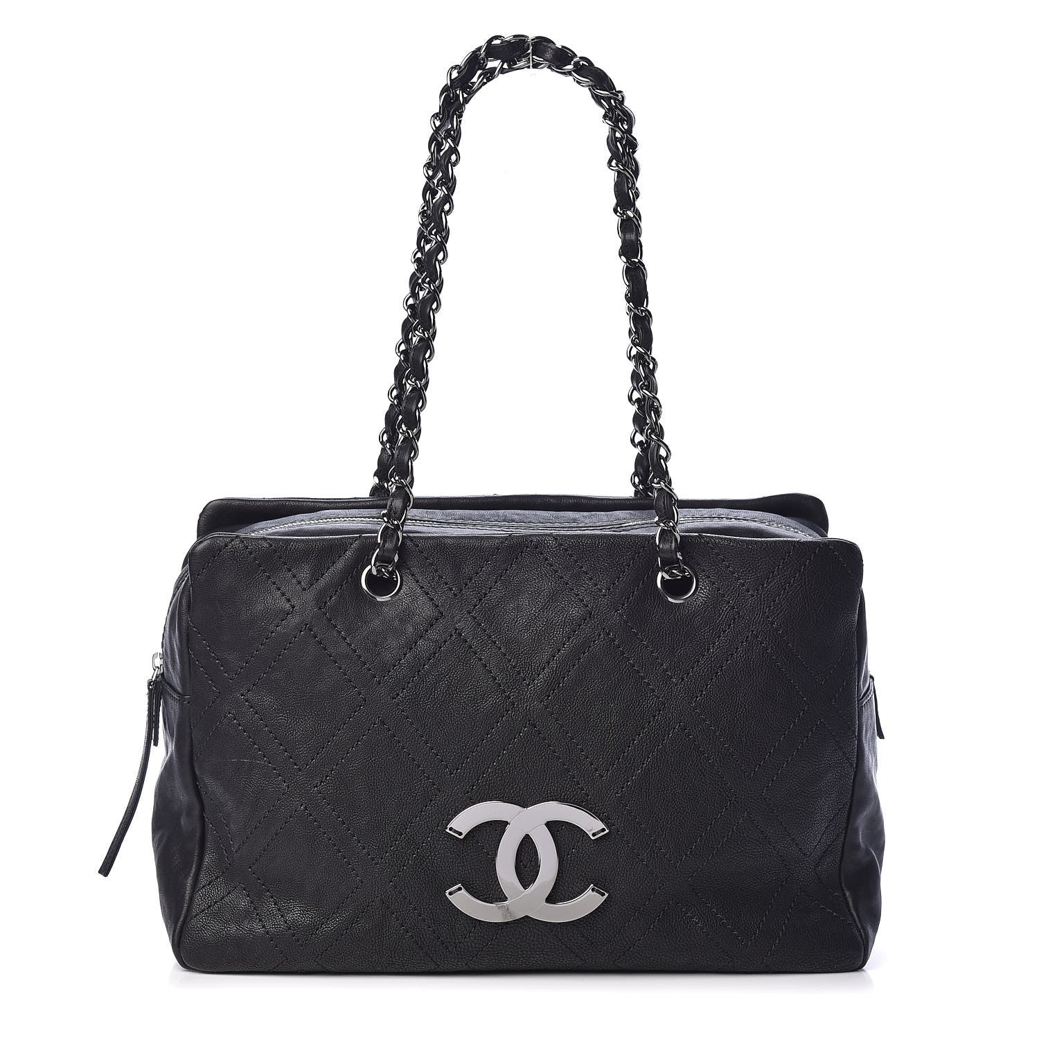 Chanel Calfskin Large Diamond Stitch Tote Black 1 of 11