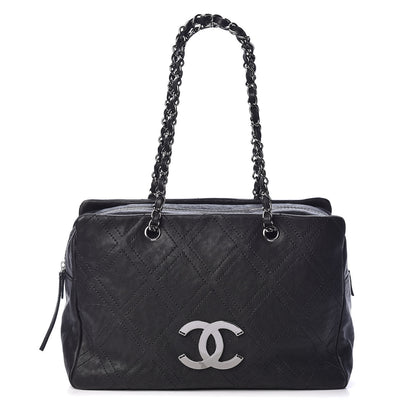 Chanel Calfskin Large Diamond Stitch Tote Black 1 of 11
