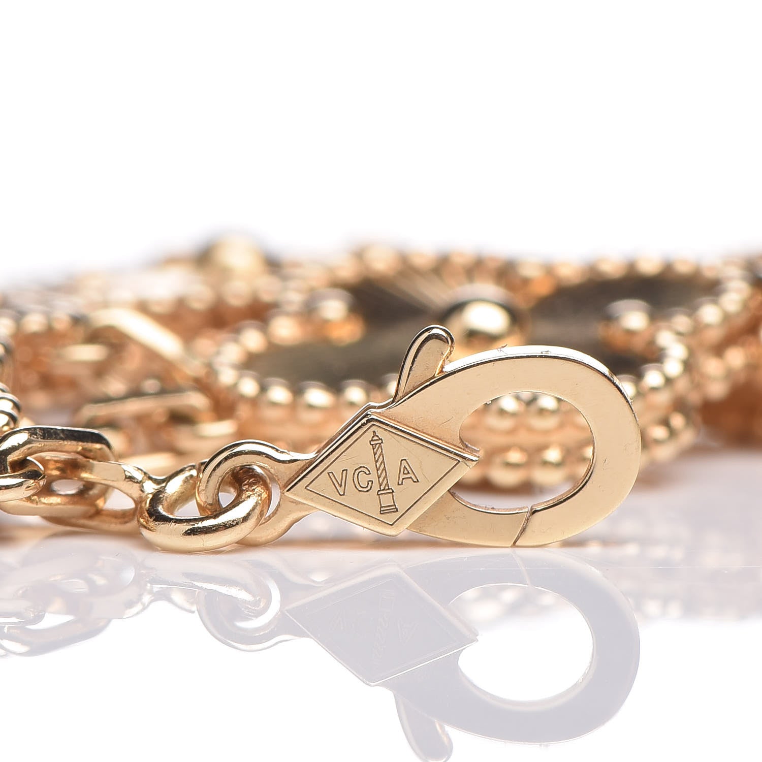 Van Cleef & Arpels 18K Yellow Gold 5 Motifs Guilloche Vintage Alhambra Bracelet 5 of 6