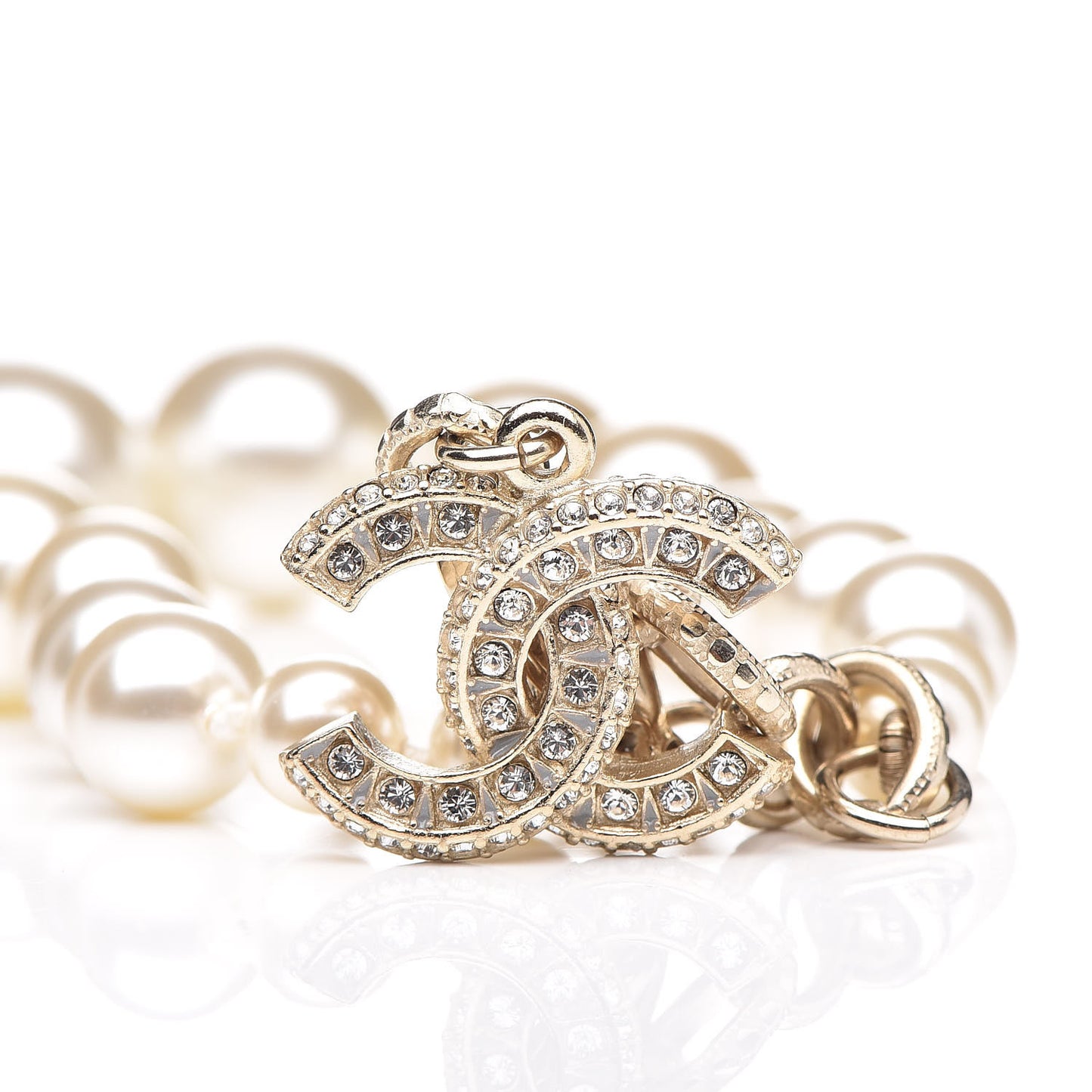 Pearl Crystal CC Bracelet Gold