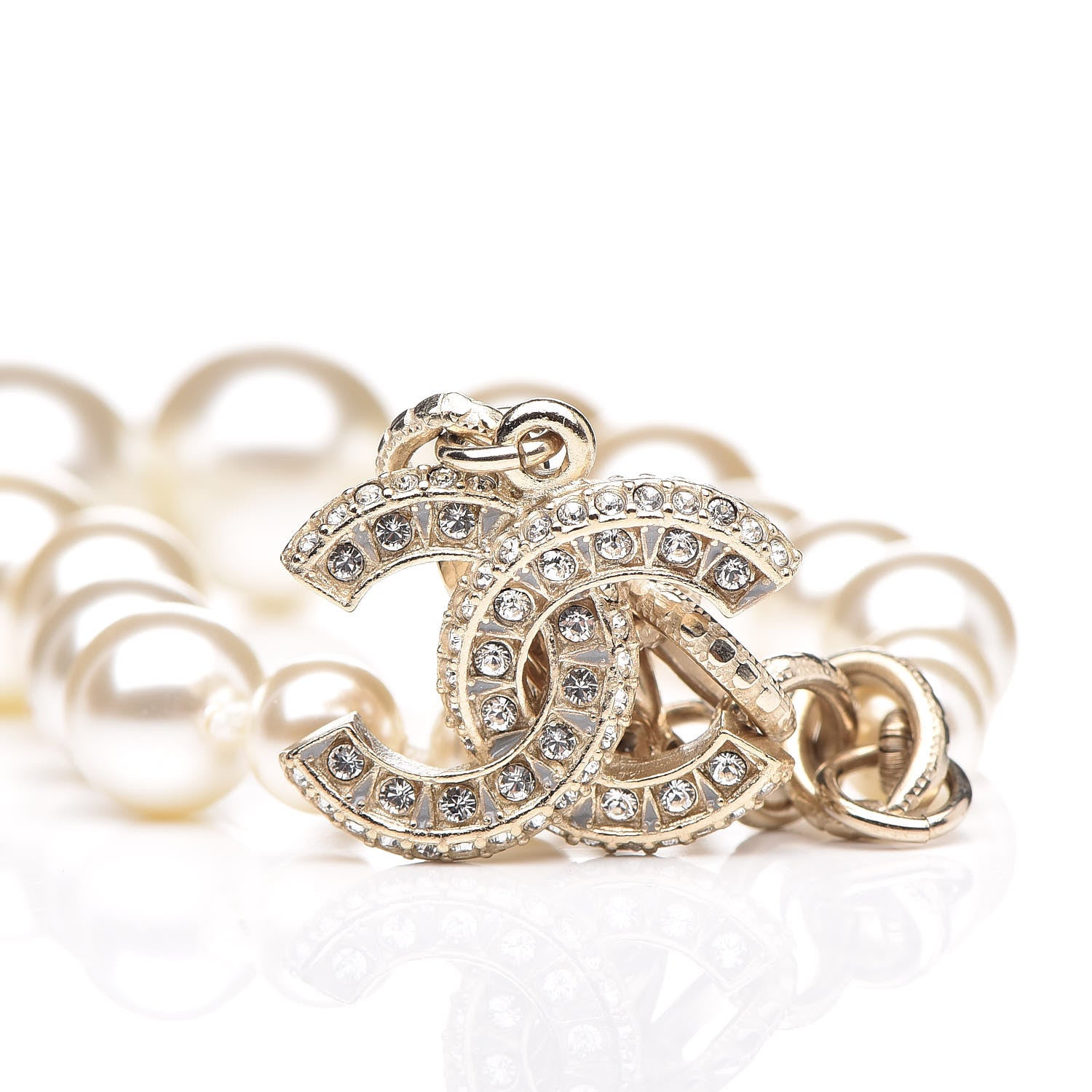 Chanel Pearl Crystal CC Bracelet Gold 5 of 6