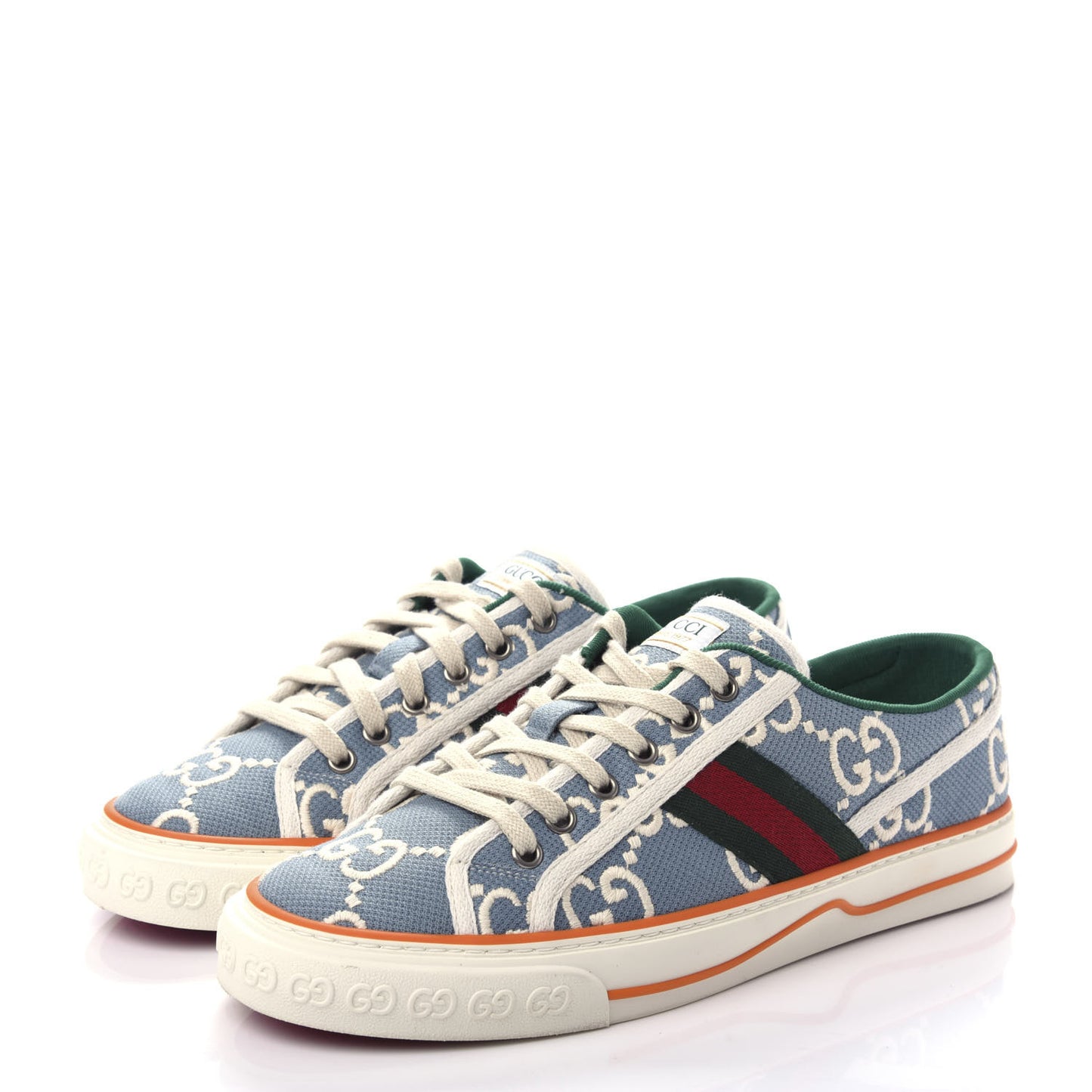 Cotton GG Monogram Web Womens 1977 Tennis Sneakers 40 Philod Ivory Mystic White