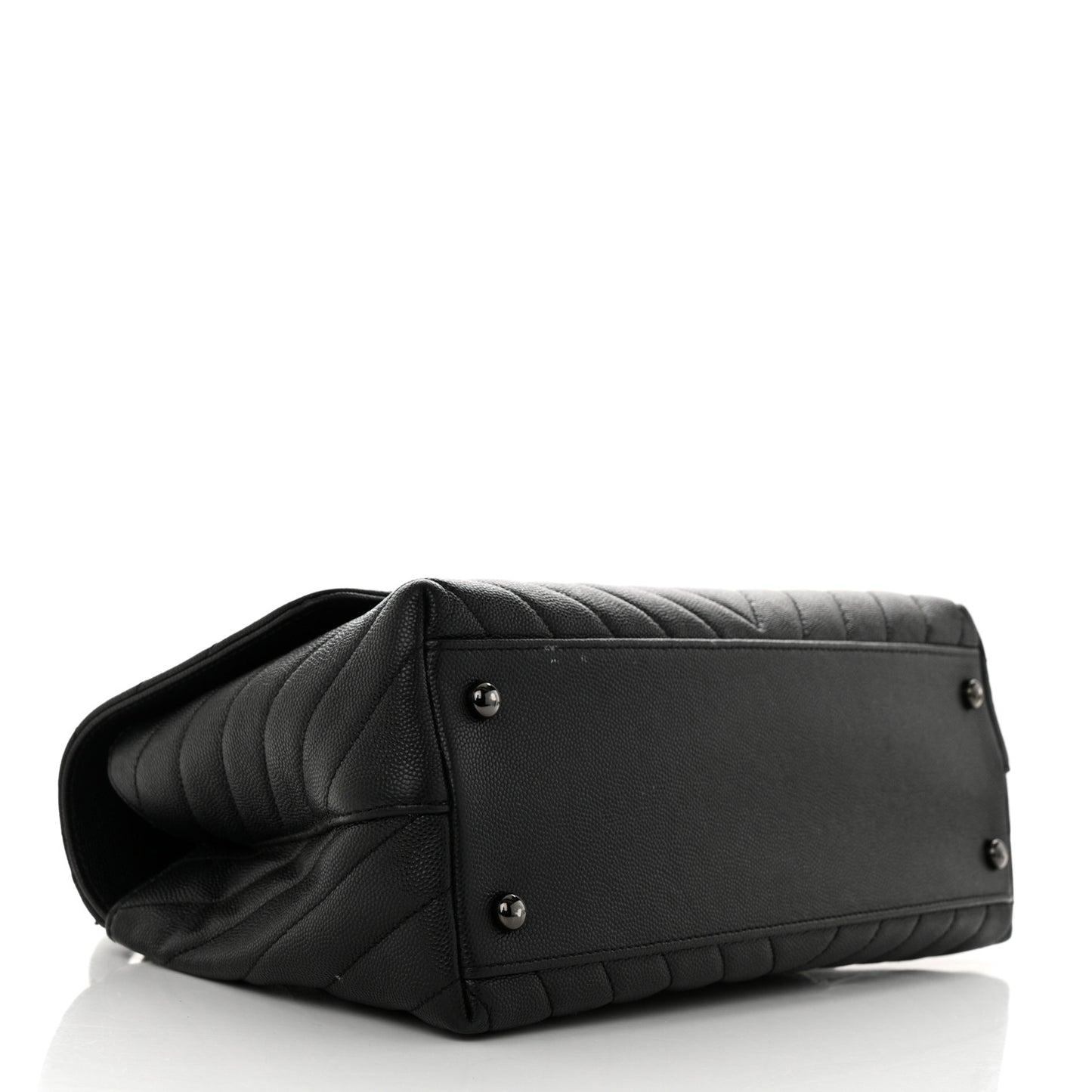 Caviar Chevron Quilted Small Coco Handle Flap So Black