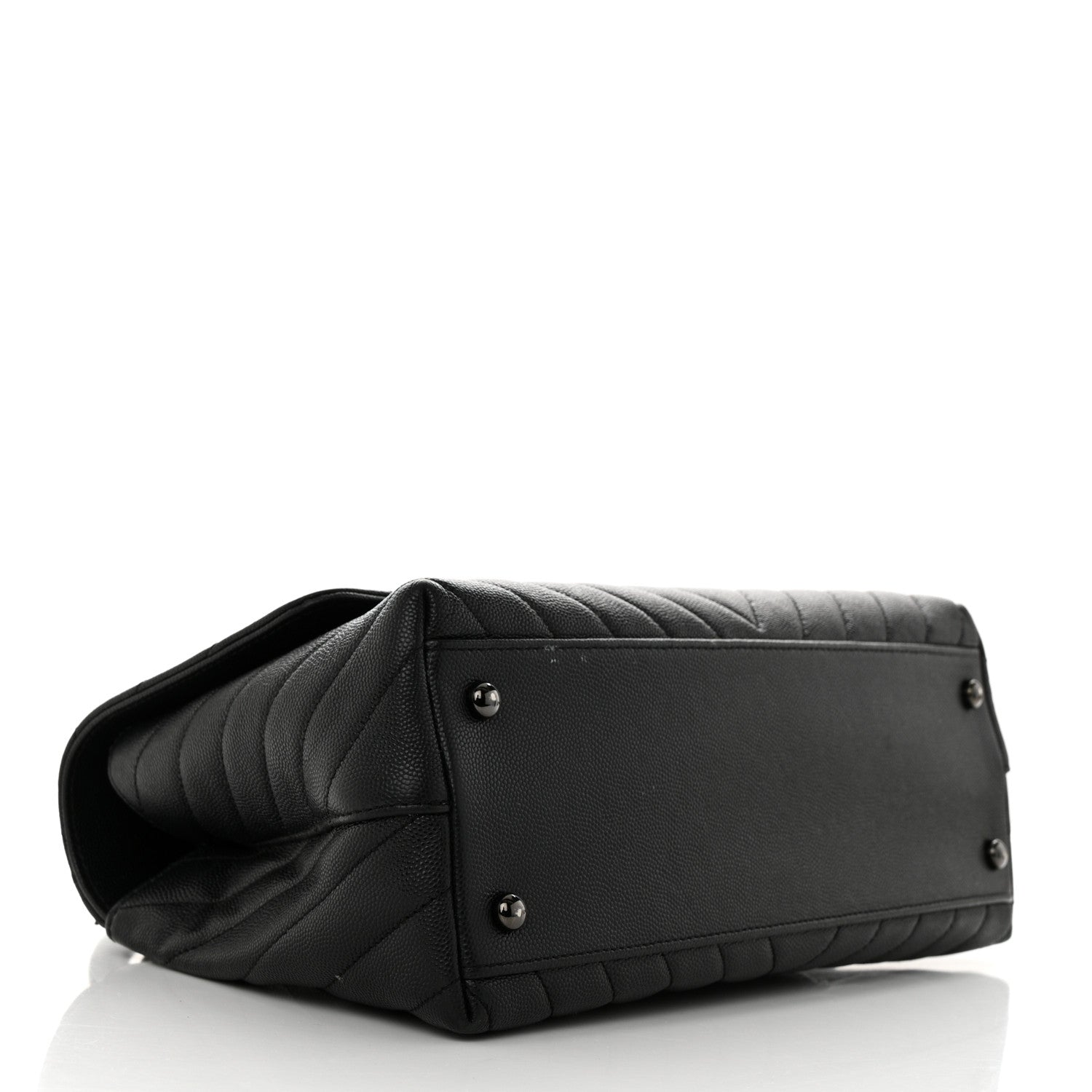 Chanel Caviar Chevron Quilted Small Coco Handle Flap So Black 4 of 12