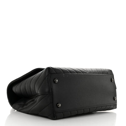 Chanel Caviar Chevron Quilted Small Coco Handle Flap So Black 4 of 12