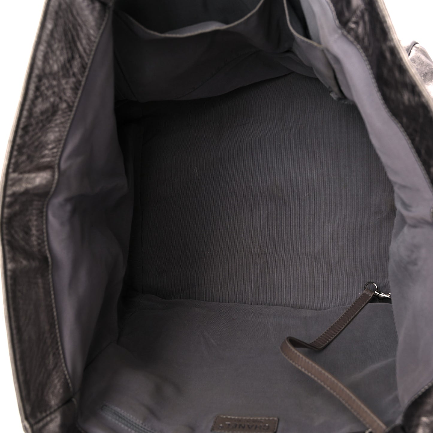 Metallic Cracked Calfskin Modern Chain Tote Dark Silver