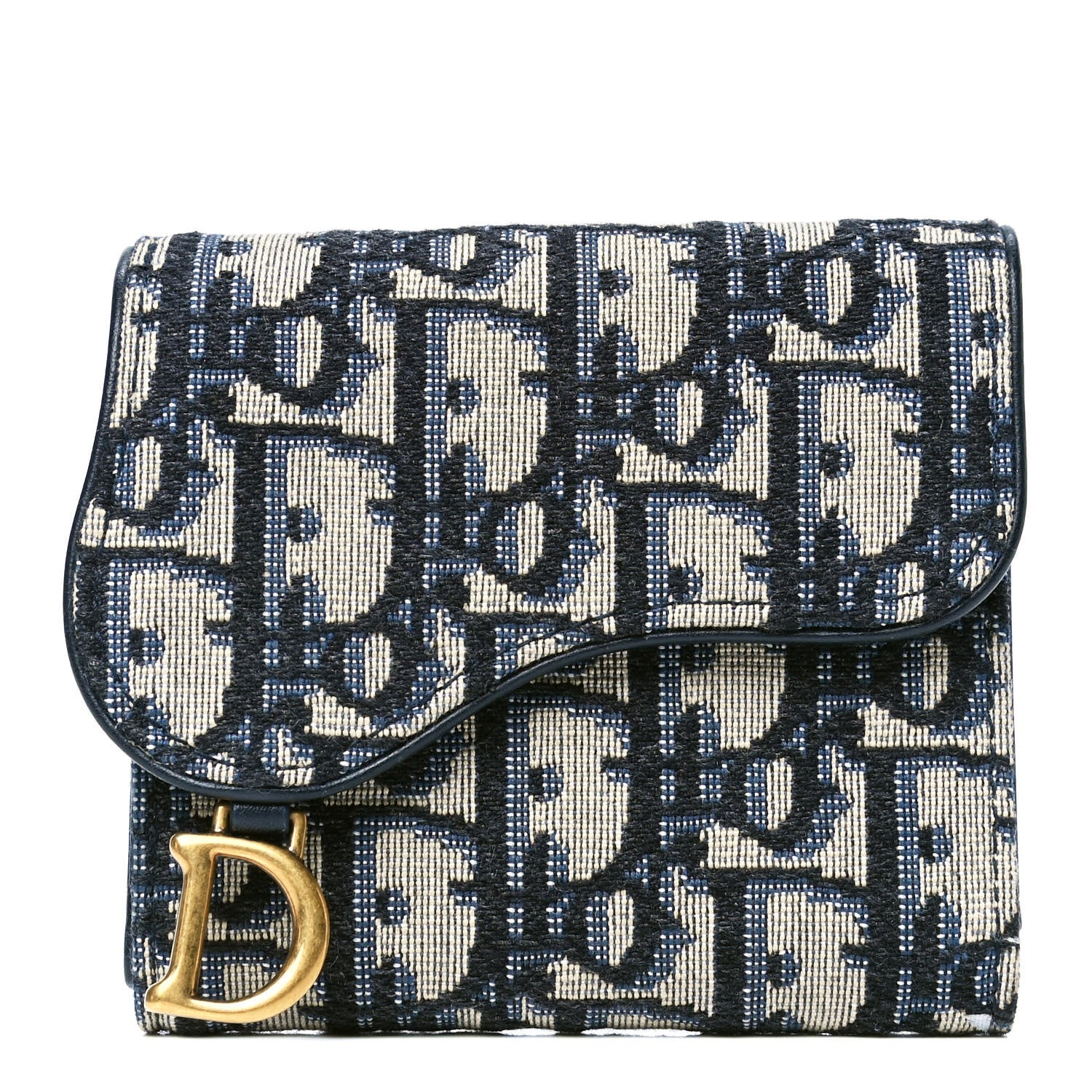 Christian Dior Oblique Saddle Lotus Wallet Blue 1 of 4