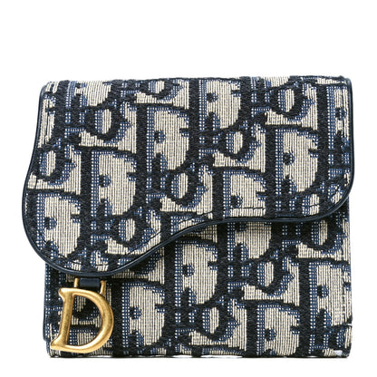 Christian Dior Oblique Saddle Lotus Wallet Blue 1 of 4
