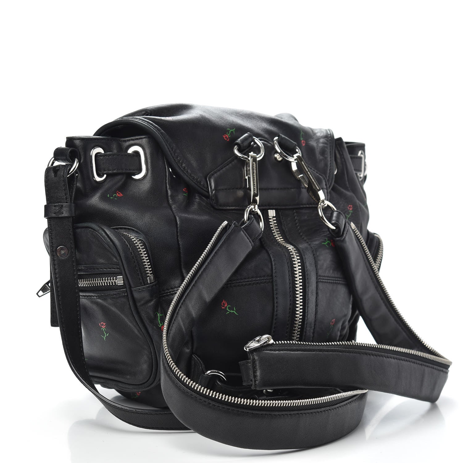 Alexander Wang Lambskin Rose Studded Mini Marti Convertible Backpack Black Rhodium Hardware 2 of 8