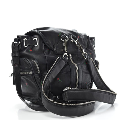 Alexander Wang Lambskin Rose Studded Mini Marti Convertible Backpack Black Rhodium Hardware 2 of 8
