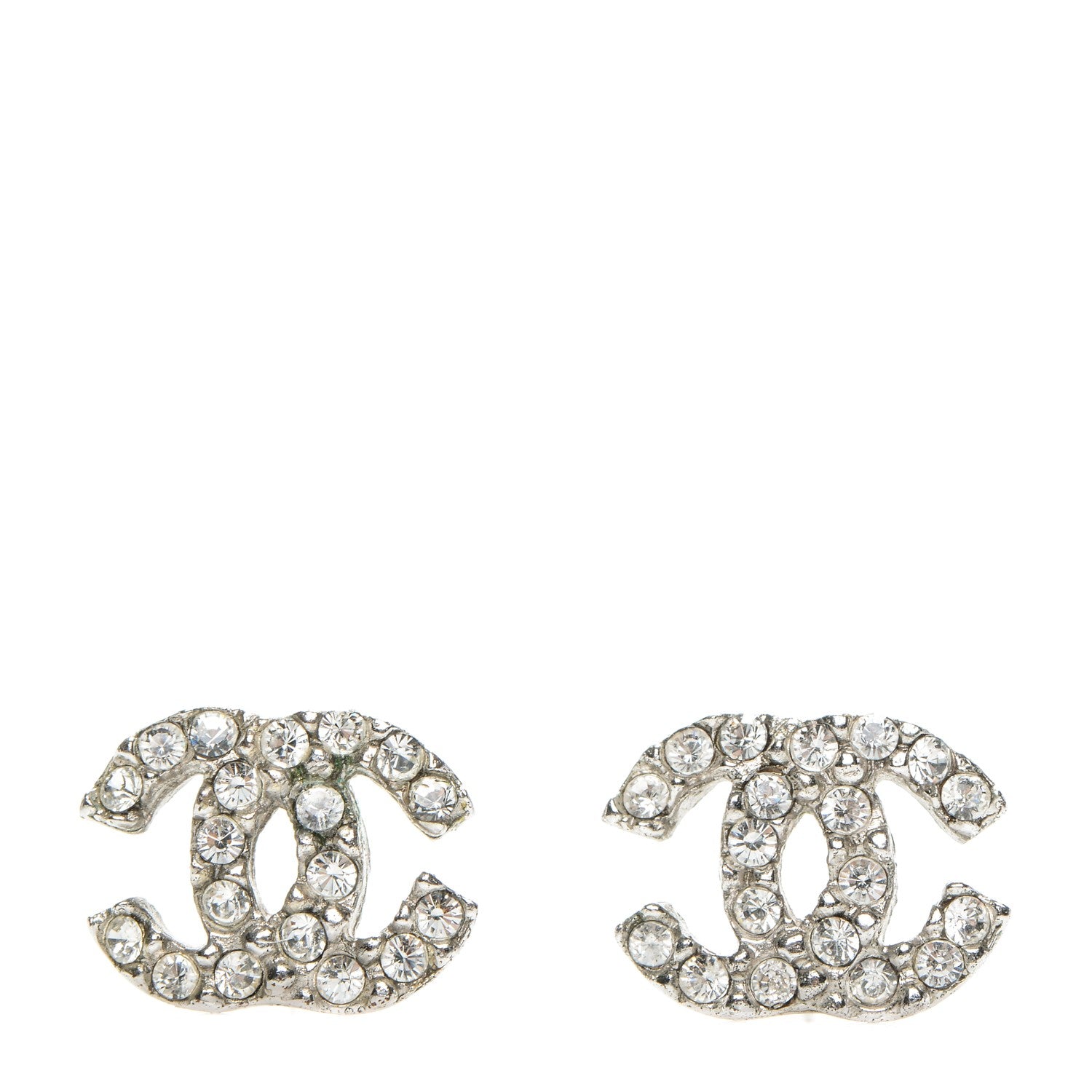 Chanel Crystal Mini Timeless CC Earrings Silver 1 of 4