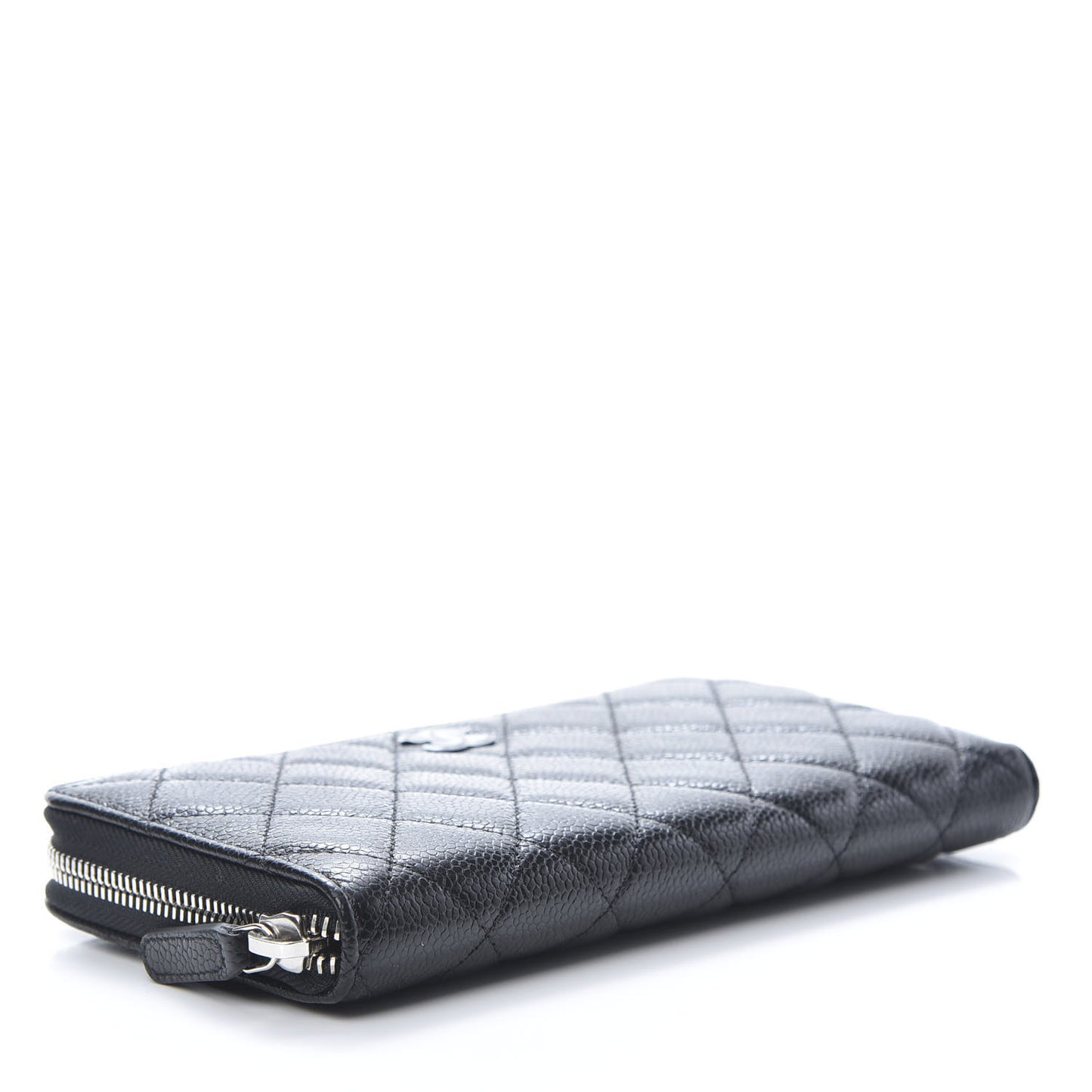 Caviar Quilted Incognito Large Gusset Zip Around Wallet Black