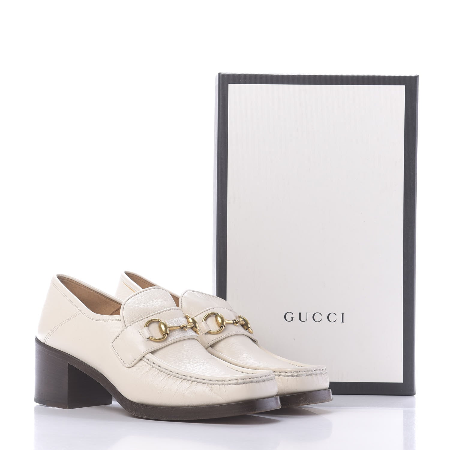 Gucci Malaga Kid Horsebit Loafer Pumps 39.5 White 15 of 15