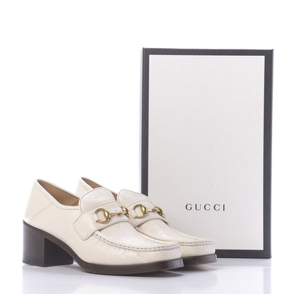 Gucci Malaga Kid Horsebit Loafer Pumps 39.5 White 15 of 15