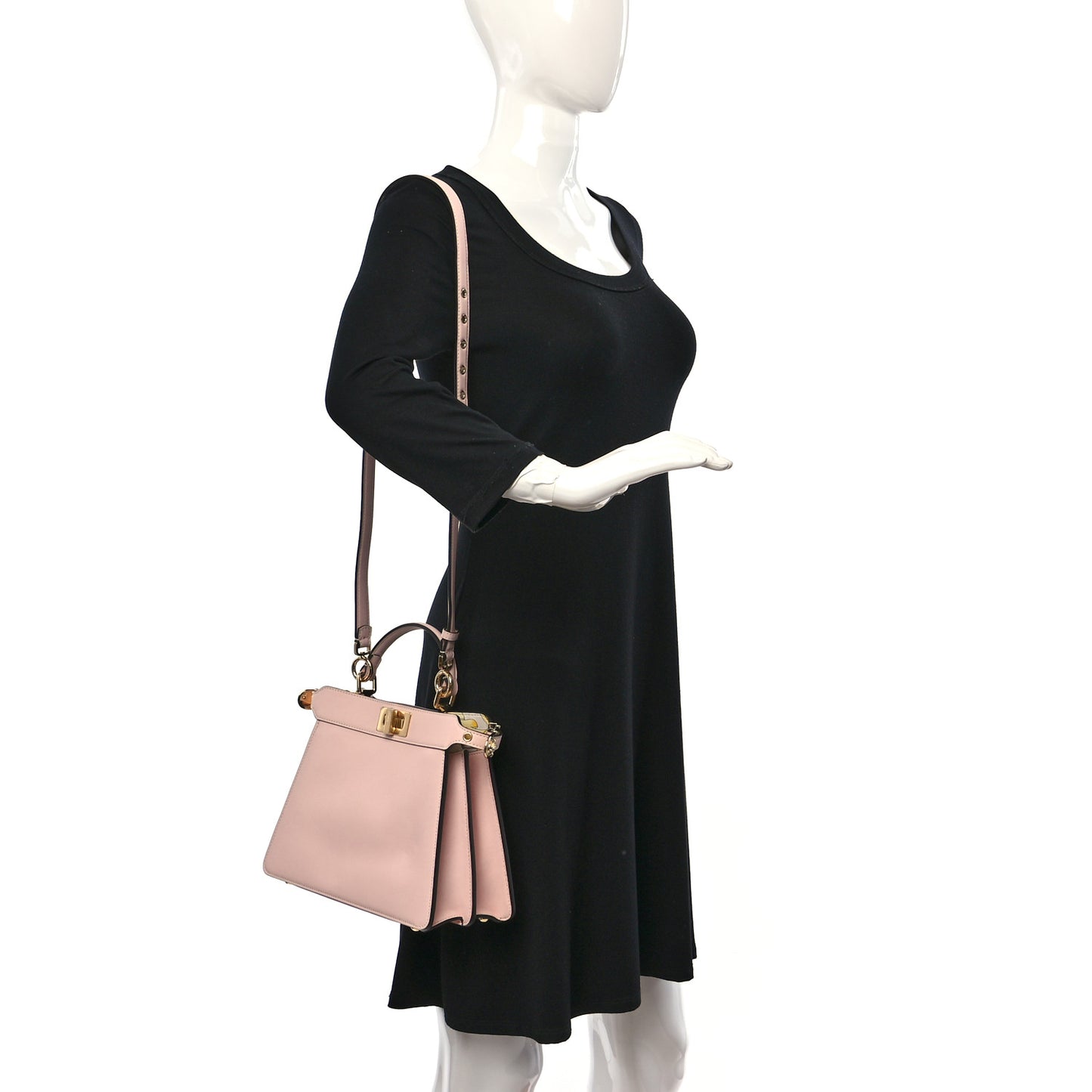 X VERSACE Vitello Seta Nappa Fendace FF Baroque Small Peekaboo I SEE U Satchel Rosa Confetto White Gold