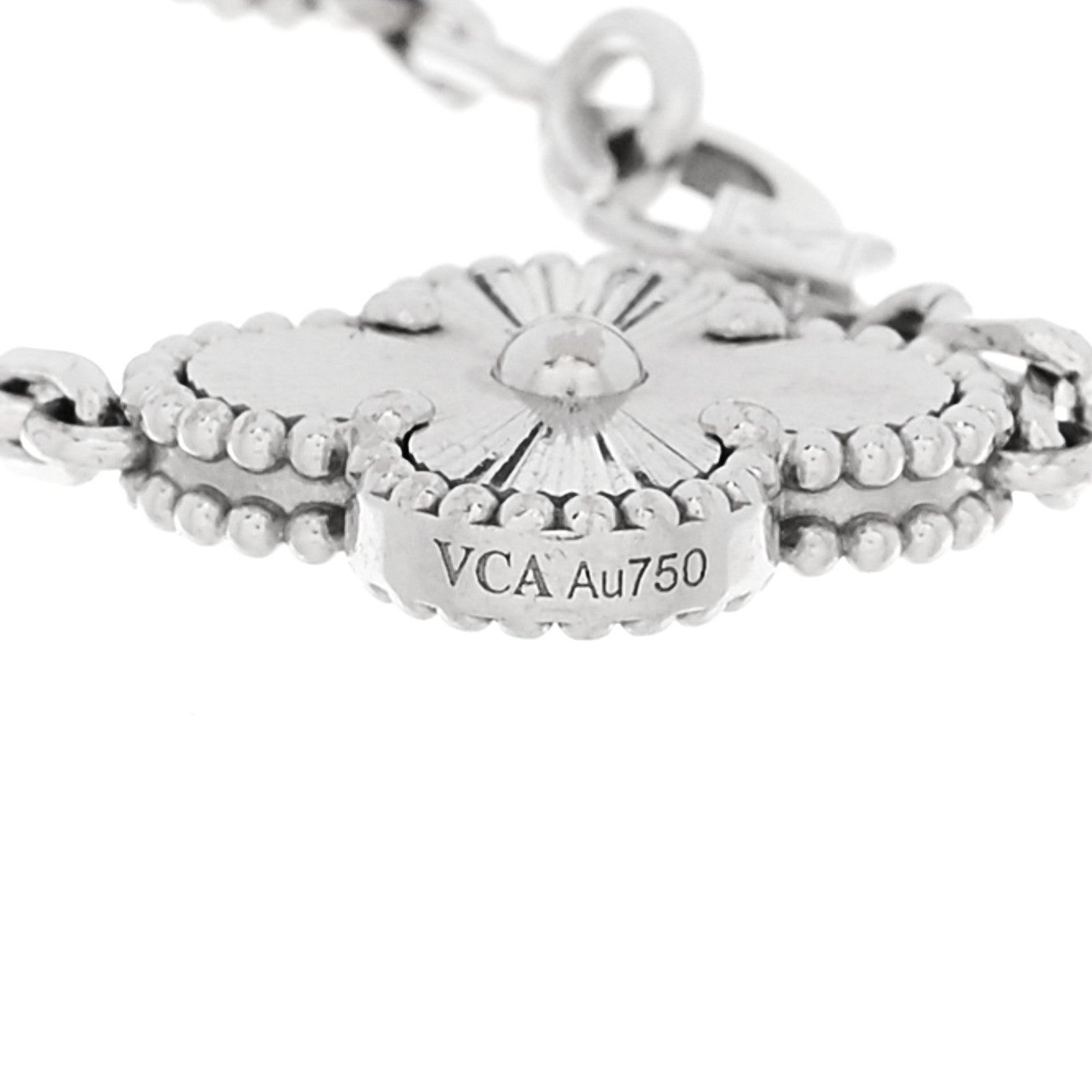 Van Cleef & Arpels 18K White Gold 5 Motifs Guilloche Vintage Alhambra Bracelet 4 of 5