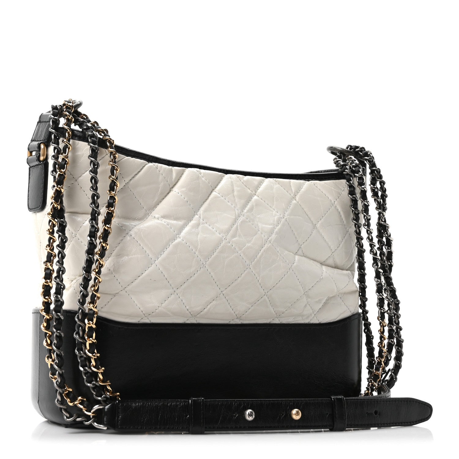 Chanel Aged Calfskin Quilted Medium Gabrielle Hobo Black White 3 of 10