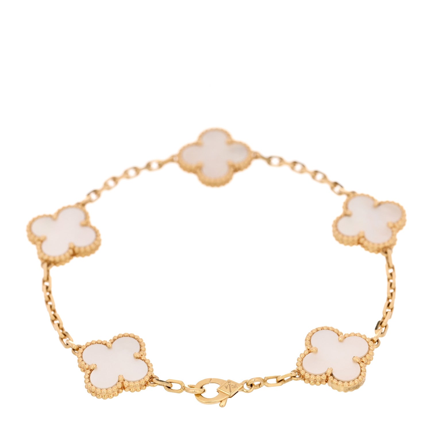 Van Cleef & Arpels 18K Yellow Gold Mother of Pearl 5 Motifs Vintage Alhambra Bracelet 2 of 5