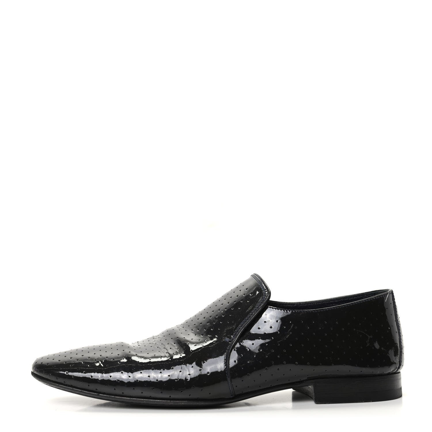 Louis Vuitton Patent Calfskin Perforated Mens Loafers 8 Navy 1 of 11