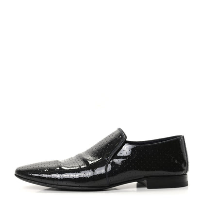 Louis Vuitton Patent Calfskin Perforated Mens Loafers 8 Navy 1 of 11