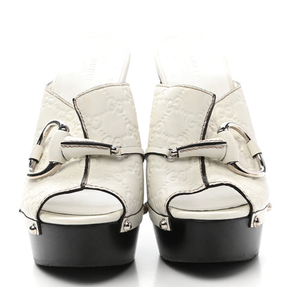 Gucci Cellarius Soft Calfskin Icon Bit Platform Clog High Heel Slide Sandals 40 Great White 2 of 9