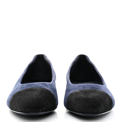 Chanel Suede Cap Toe Ballerina Flats 37 Navy 2 of 8