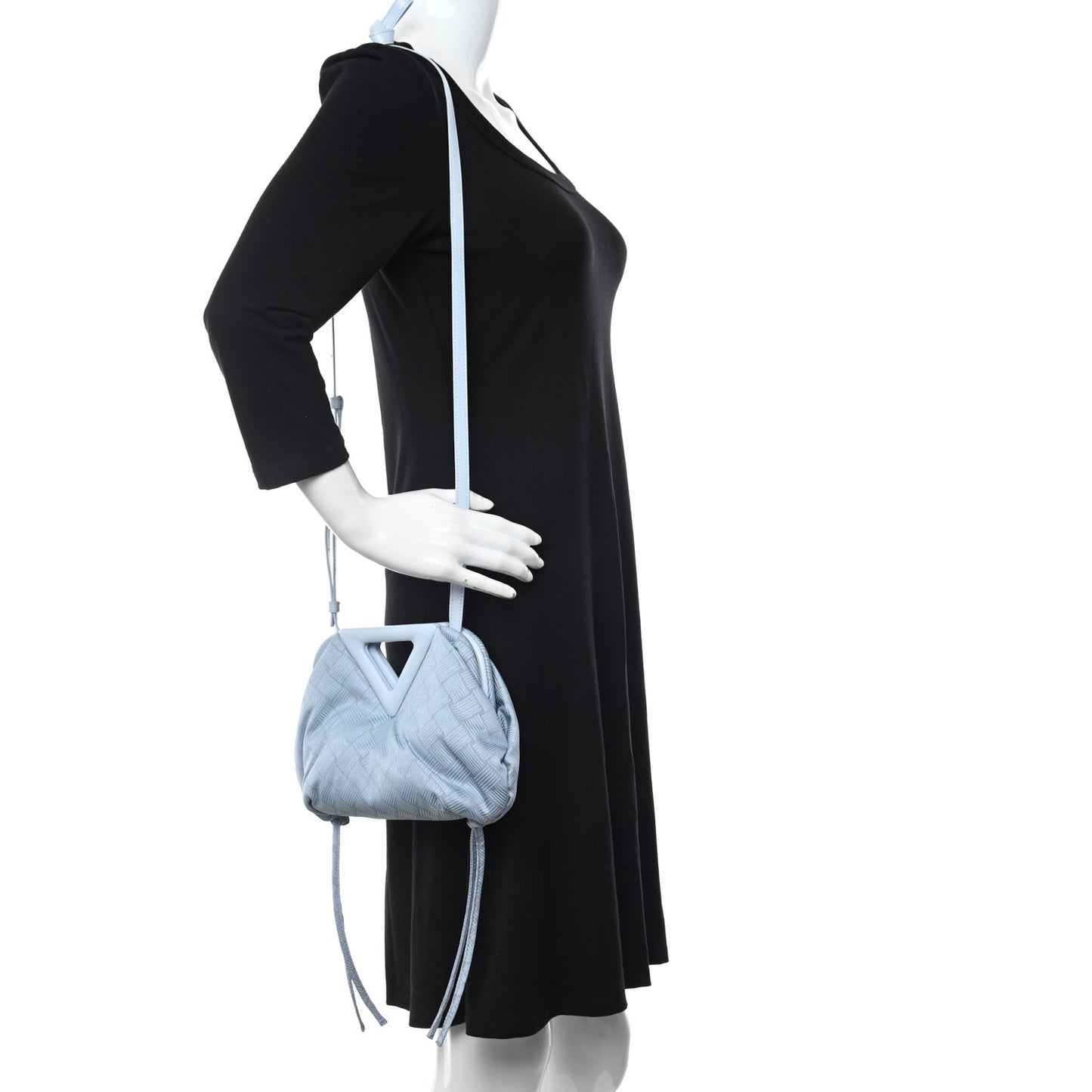 Fabric Intrecciato Small The Point Triangle Bag Light Blue