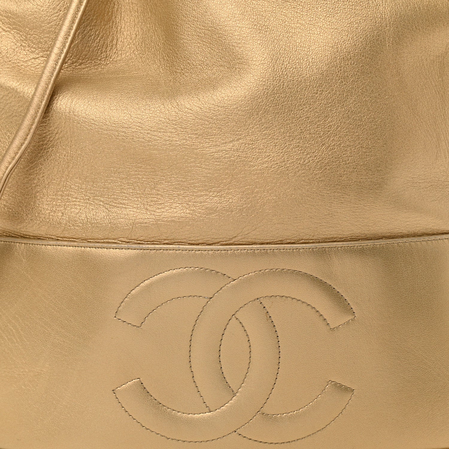 Chanel Metallic Lambskin CC Drawstring Shoulder Bag Gold 10 of 21