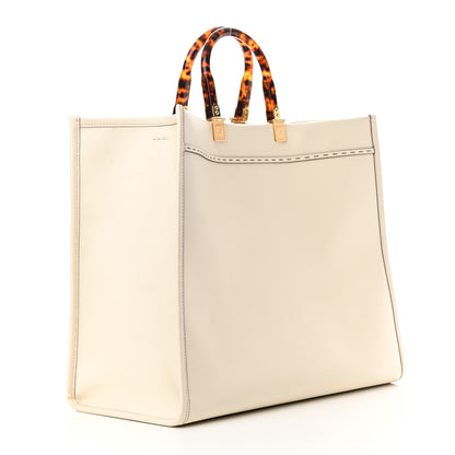 Fendi Vitello King Plexiglass Logo Embossed Large Fendi Sunshine Shopper Tote White Ice 3 of 17
