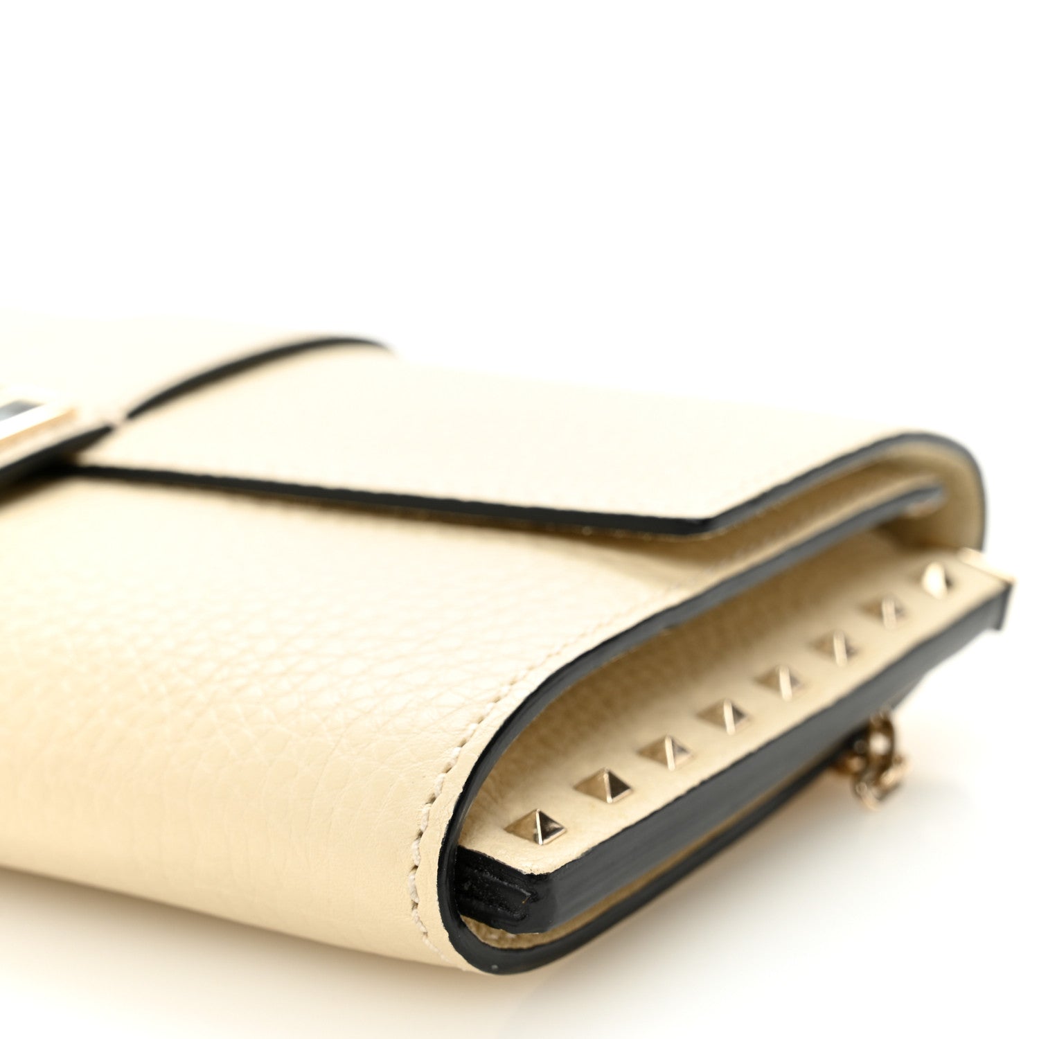 Valentino Garavani Pebbled Calfskin Rockstud Chain Clutch Light Ivory 9 of 10