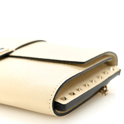 Valentino Garavani Pebbled Calfskin Rockstud Chain Clutch Light Ivory 9 of 10
