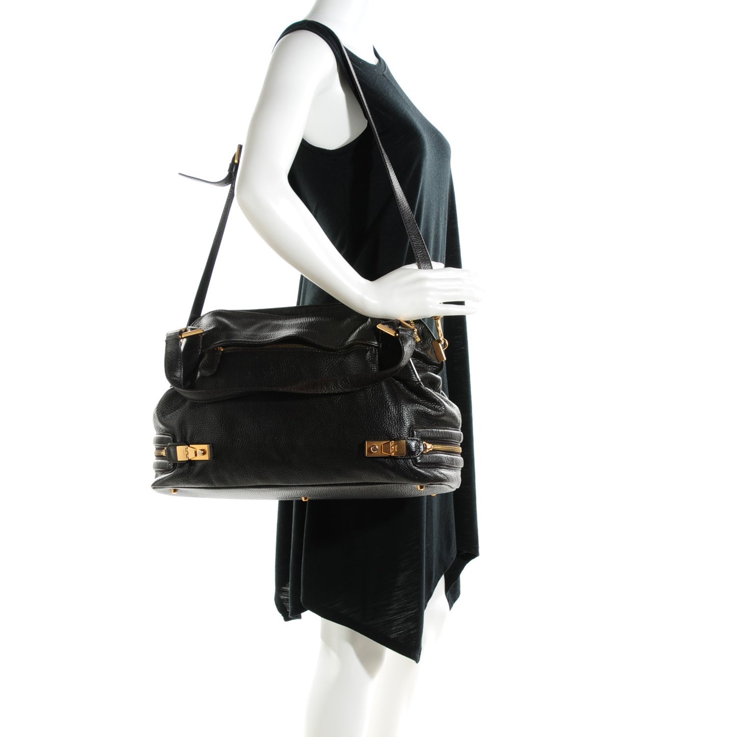Calfskin Cary Zipped Shoulder Bag Anthracite