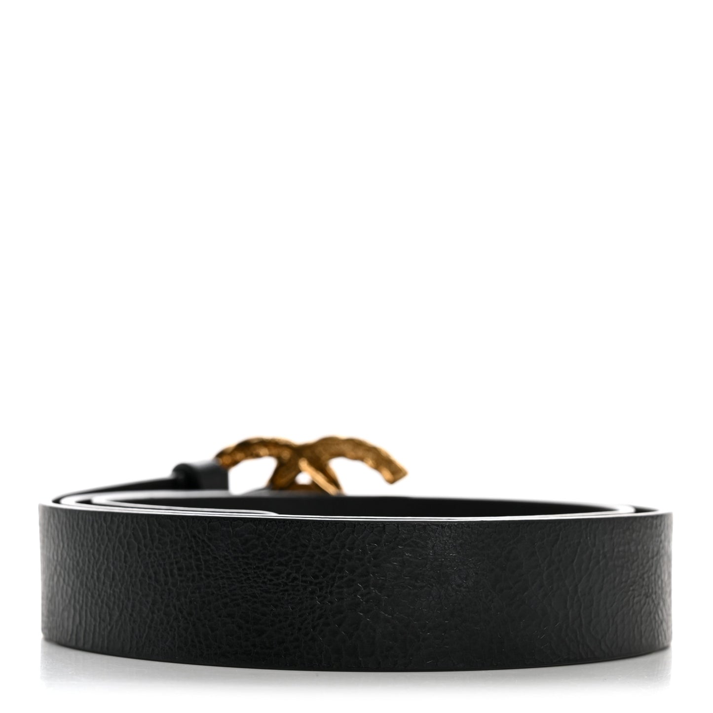 Glazed Calfskin CC Belt 90 36 Black