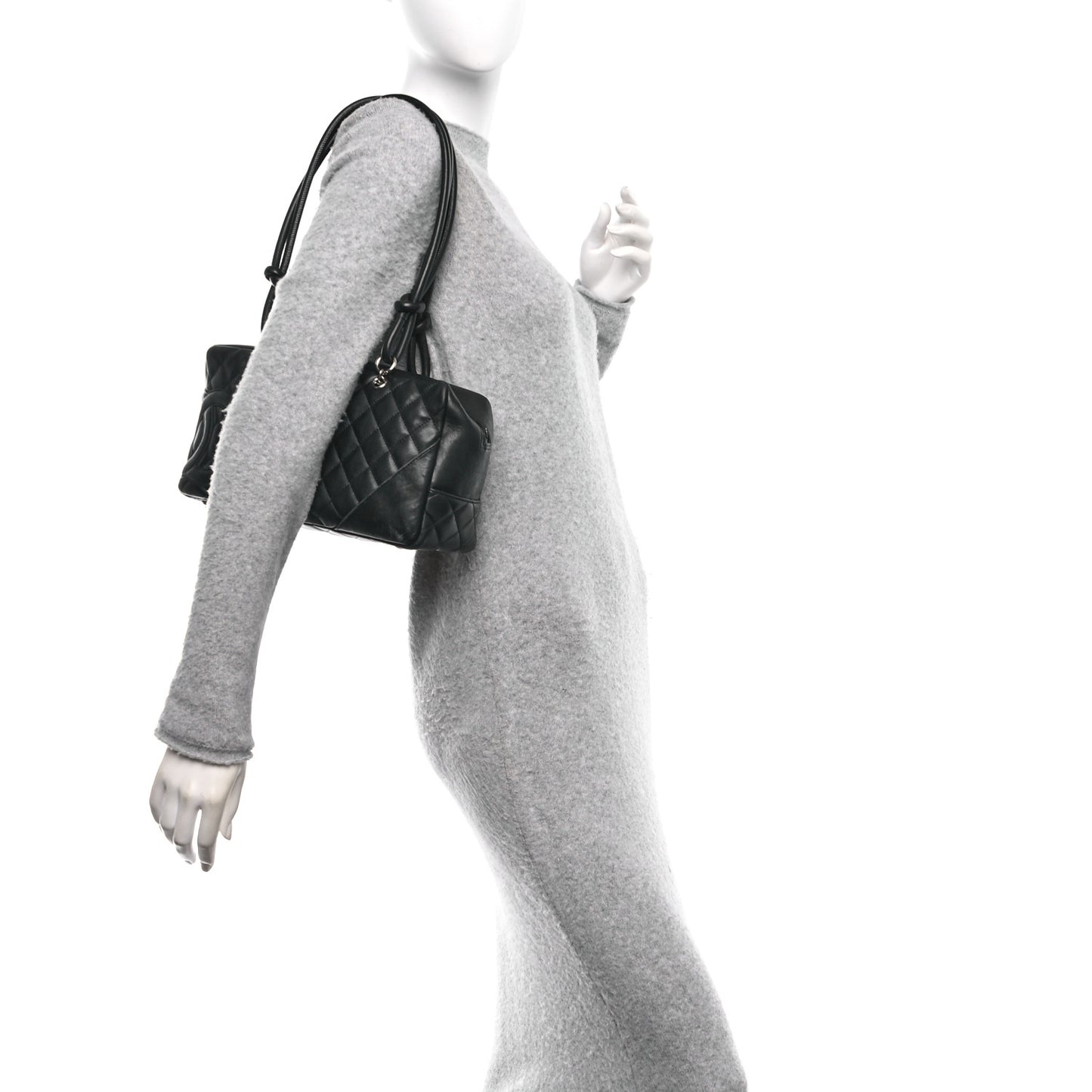 Calfskin Quilted Large Cambon Bowler Black