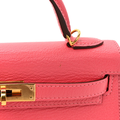 Hermes Chevre Mysore Mini Kelly Sellier 20 Rose Lipstick 12 of 17