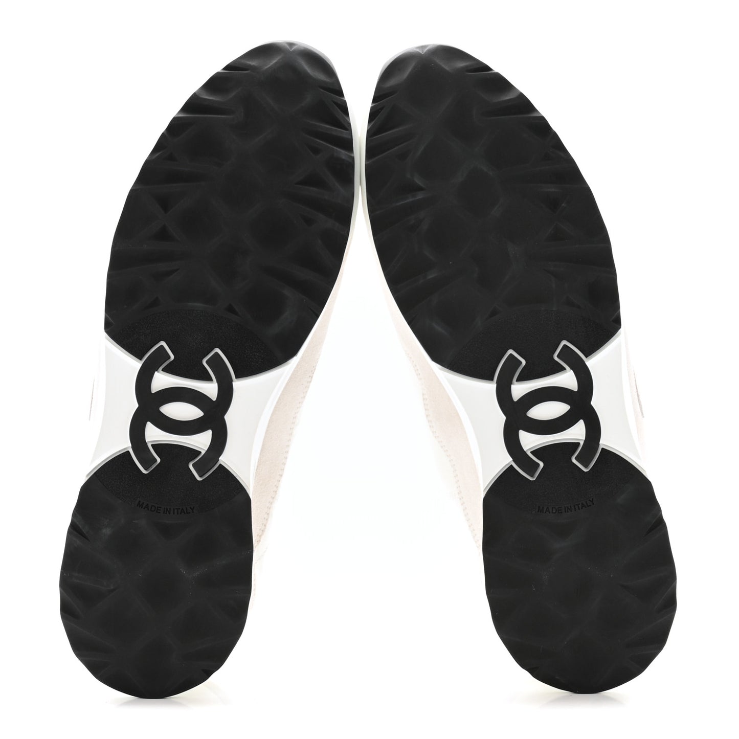 Suede Calfskin Quilted CC Sneakers 38.5 White Black