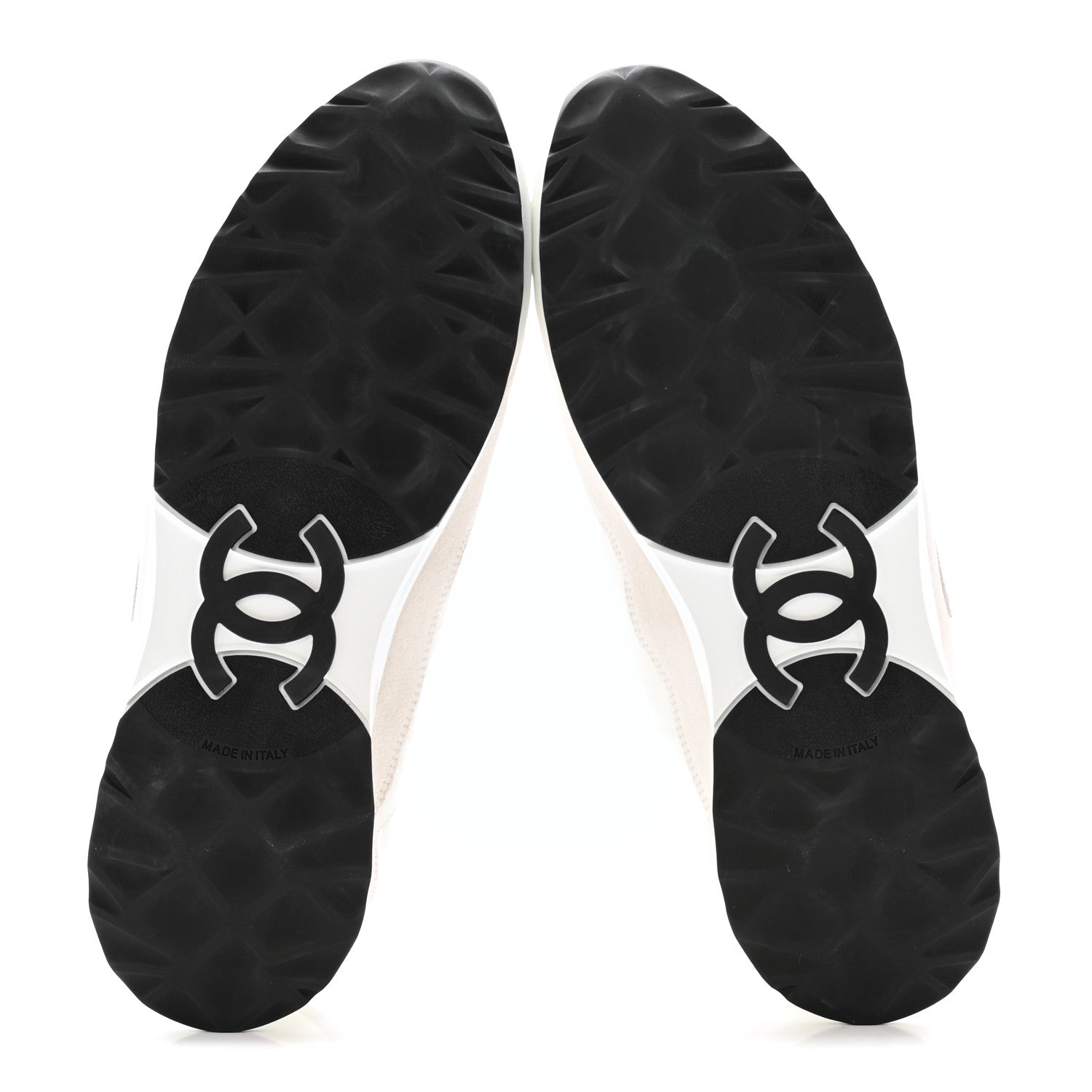Chanel Suede Calfskin Quilted CC Sneakers 38.5 White Black 6 of 9