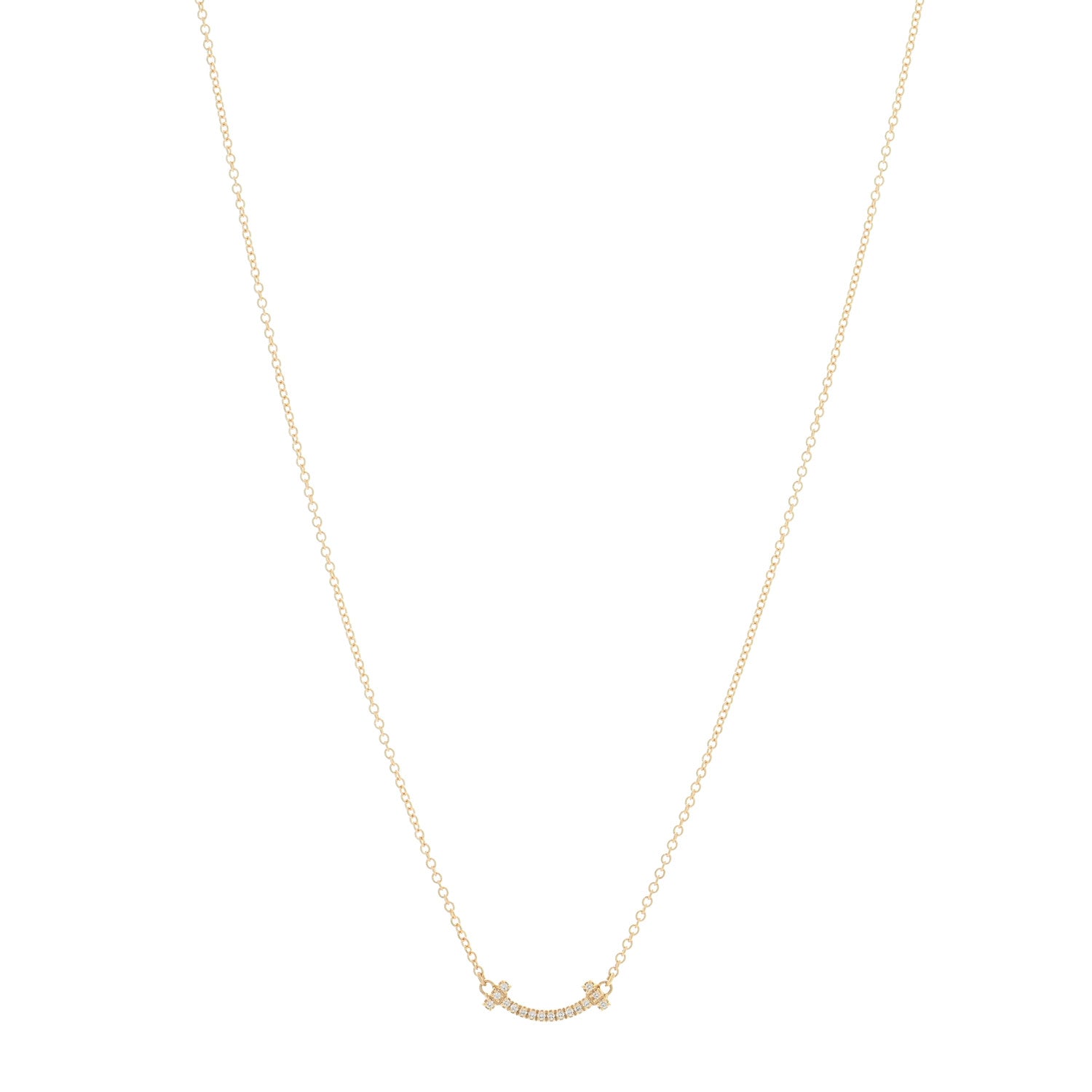 Tiffany 18K Yellow Gold Diamond Mini T Smile Pendant Necklace 1 of 5