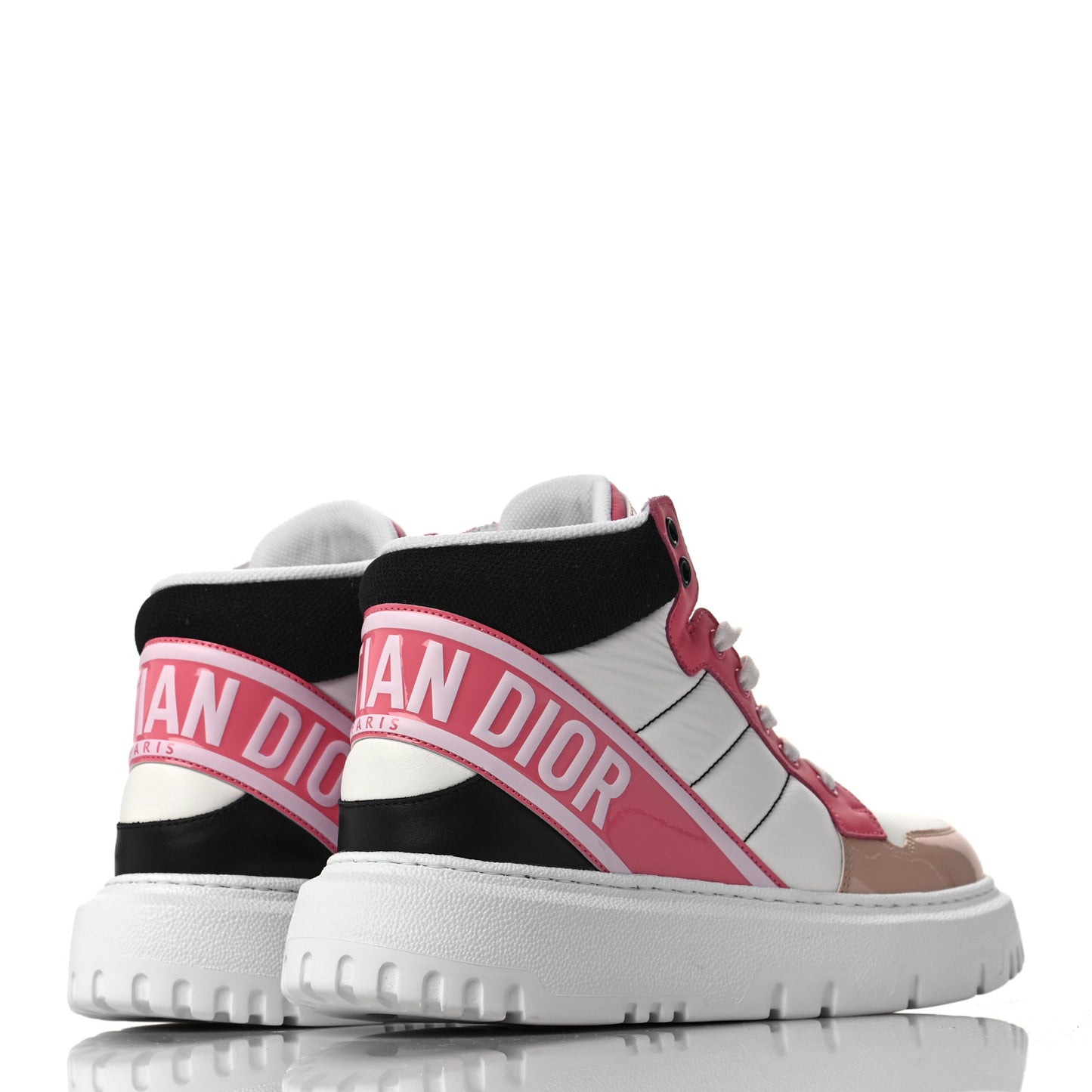 Nylon Calfskin Womens D-Player High Top Sneakers 38 Pink