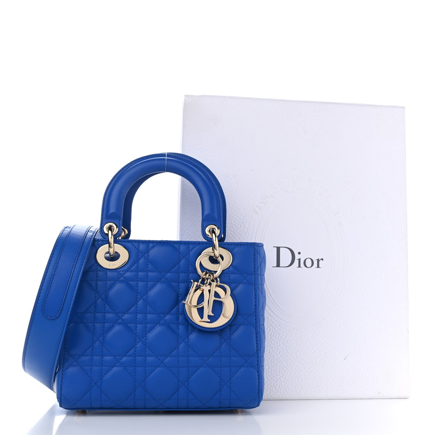 Christian Dior Lambskin Cannage Small Lucky Badges My Lady Dior Blue 10 of 10